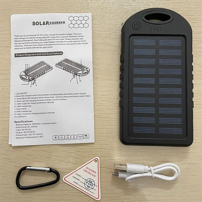 Custom Outdoor Portable Mini Solar Power Bank With Carabiner
