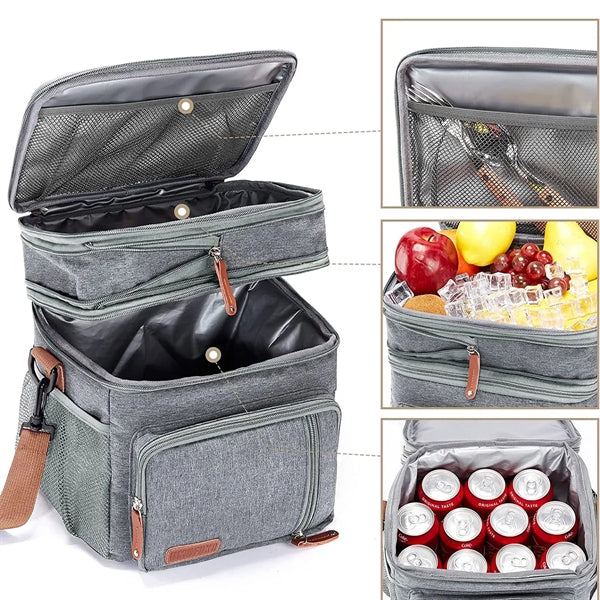 Double Compartment Insulated Cooler Lunch Bag