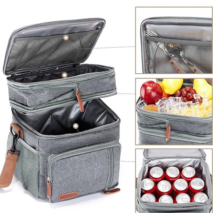 Double Compartment Insulated Cooler Lunch Bag