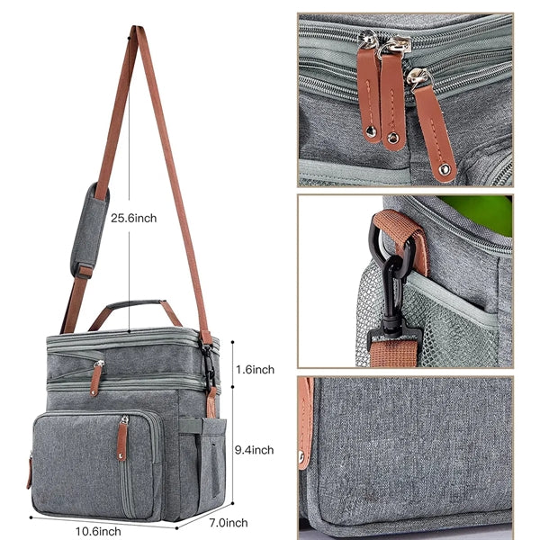 Double Compartment Insulated Cooler Lunch Bag