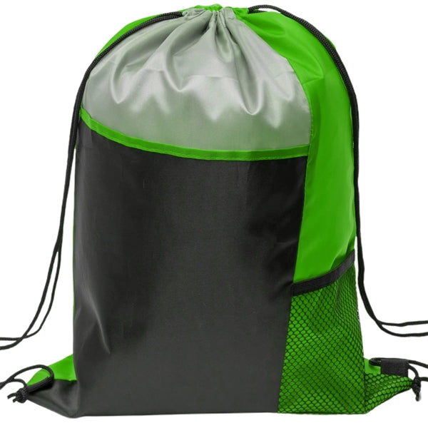 Tri Color Mesh Bottle Holder Drawstring Backpack (13"x17")