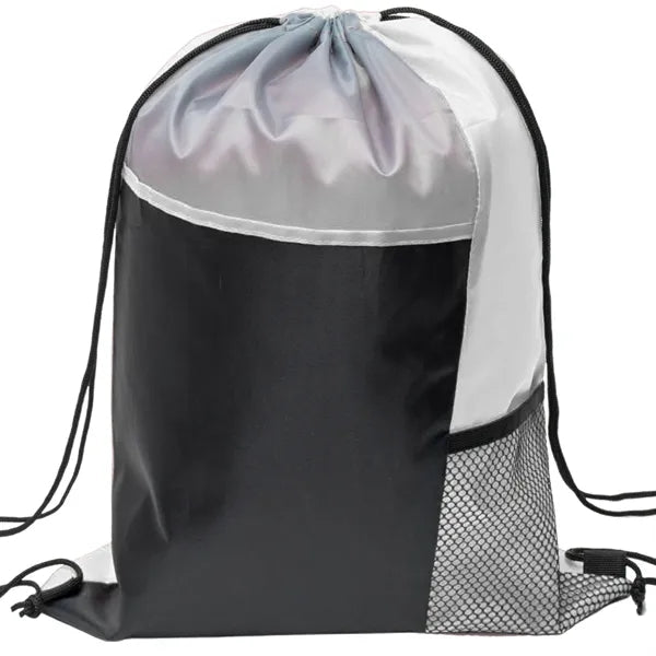 Tri Color Mesh Bottle Holder Drawstring Backpack (13"x17")