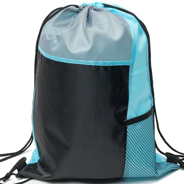 Tri Color Mesh Bottle Holder Drawstring Backpack (13"x17")