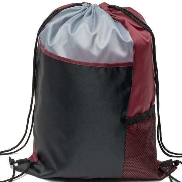 Tri Color Mesh Bottle Holder Drawstring Backpack (13"x17")