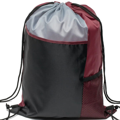 Tri Color Mesh Bottle Holder Drawstring Backpack (13"x17")