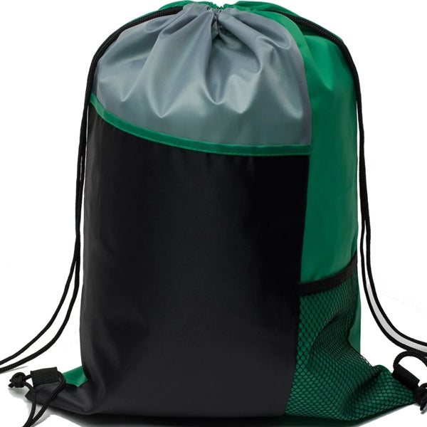 Tri Color Mesh Bottle Holder Drawstring Backpack (13"x17")