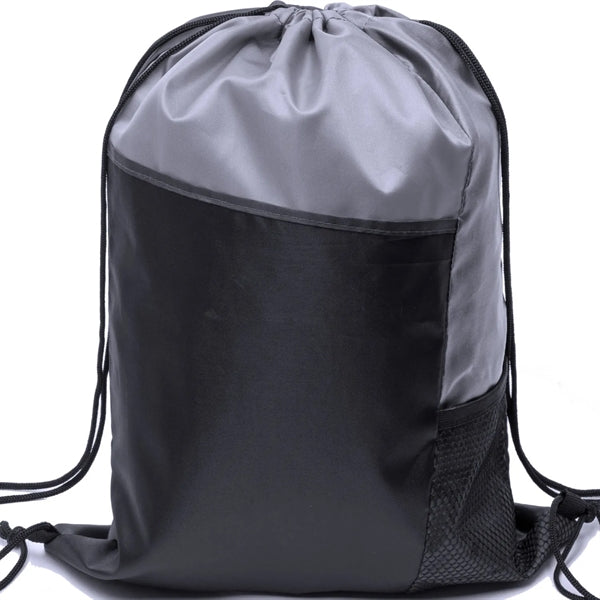 Tri Color Mesh Bottle Holder Drawstring Backpack (13"x17")