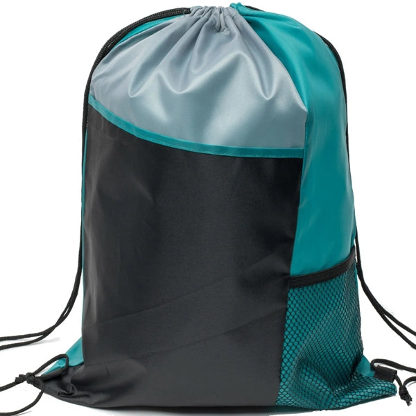 Tri Color Mesh Bottle Holder Drawstring Backpack (13"x17")