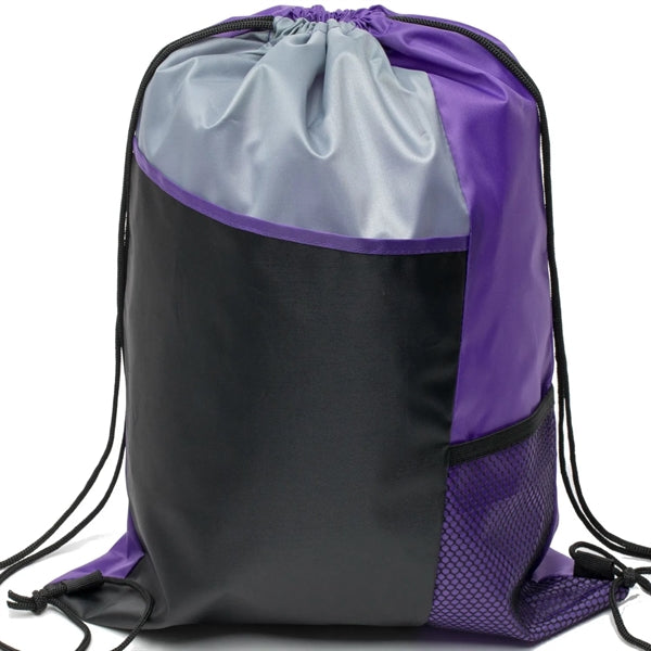 Tri Color Mesh Bottle Holder Drawstring Backpack (13"x17")