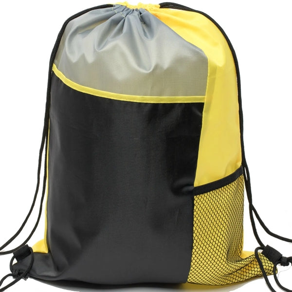 Tri Color Mesh Bottle Holder Drawstring Backpack (13"x17")