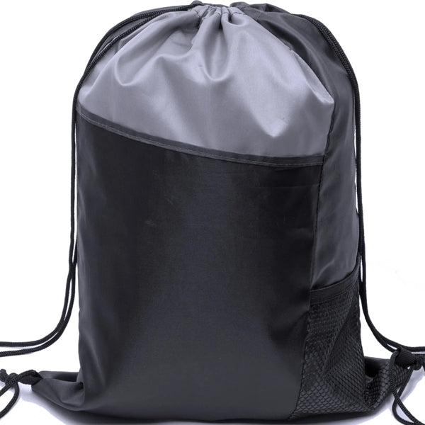 Tri Color Mesh Bottle Holder Drawstring Backpack (13"x17")
