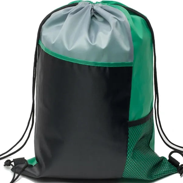 Tri Color Mesh Bottle Holder Drawstring Backpack (13"x17")