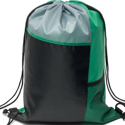 Tri Color Mesh Bottle Holder Drawstring Backpack (13"x17")