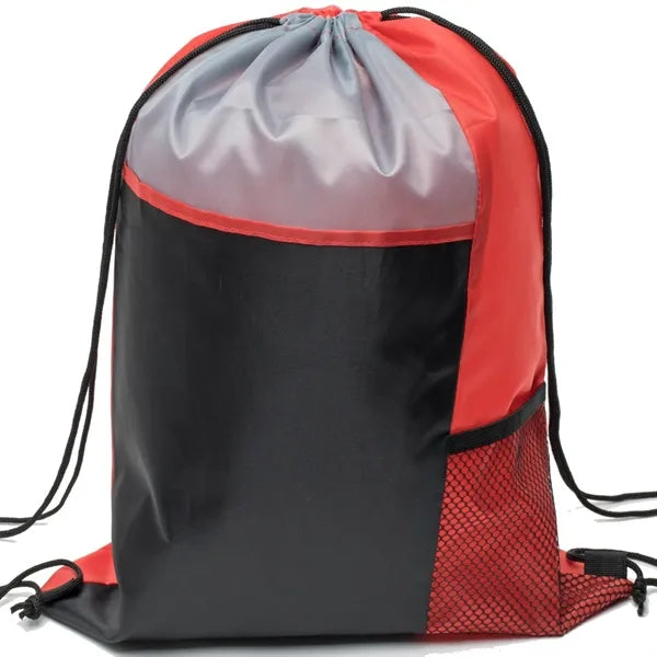 Tri Color Mesh Bottle Holder Drawstring Backpack (13"x17")