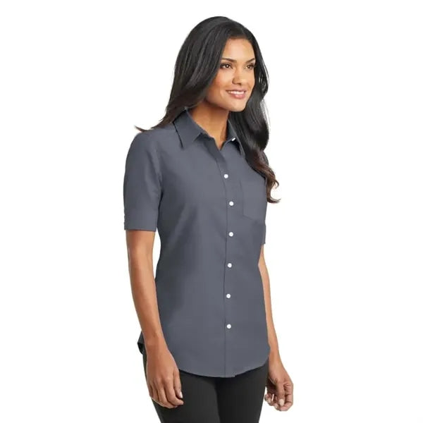 Port Authority Ladies Short Sleeve SuperPro Oxford Shirt.