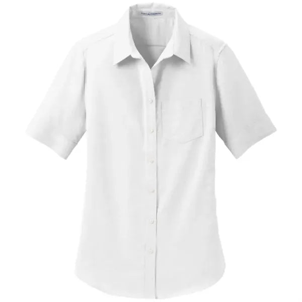 Port Authority Ladies Short Sleeve SuperPro Oxford Shirt.