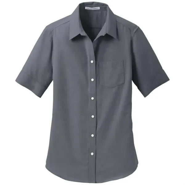 Port Authority Ladies Short Sleeve SuperPro Oxford Shirt.