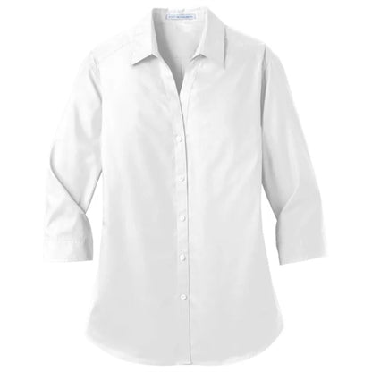 Port Authority Ladies 3/4-Sleeve Carefree Poplin Shirt.