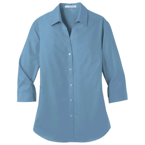 Port Authority Ladies 3/4-Sleeve Carefree Poplin Shirt.