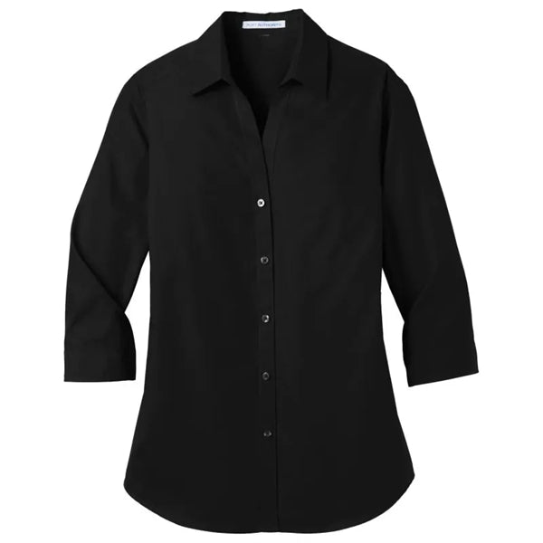 Port Authority Ladies 3/4-Sleeve Carefree Poplin Shirt.