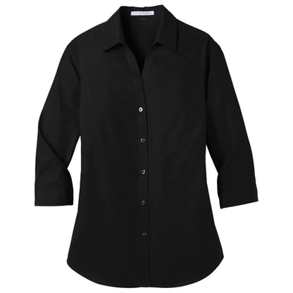 Port Authority Ladies 3/4-Sleeve Carefree Poplin Shirt.