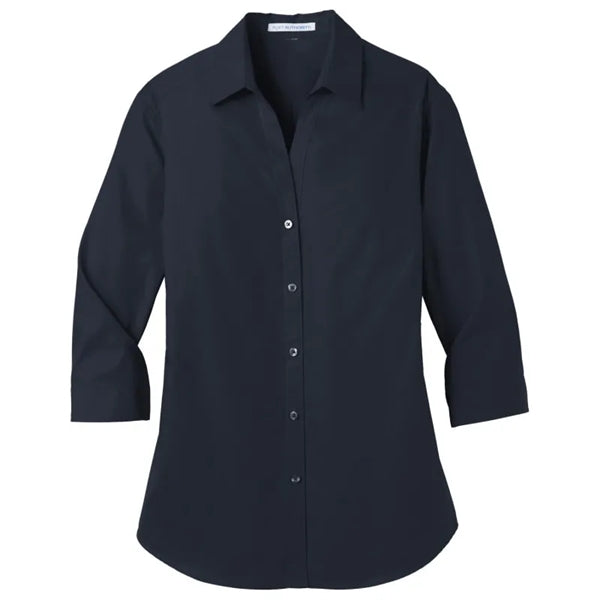 Port Authority Ladies 3/4-Sleeve Carefree Poplin Shirt.