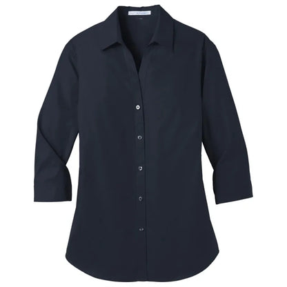 Port Authority Ladies 3/4-Sleeve Carefree Poplin Shirt.