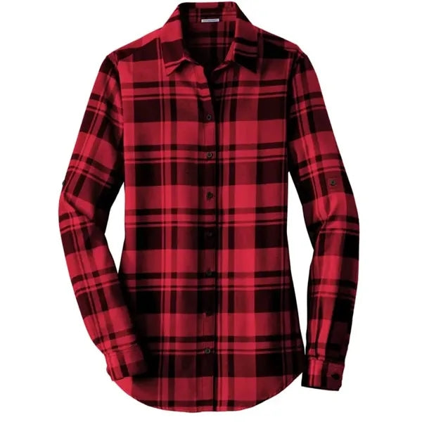 Port Authority Ladies Plaid Flannel Tunic .