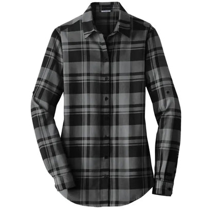 Port Authority Ladies Plaid Flannel Tunic .