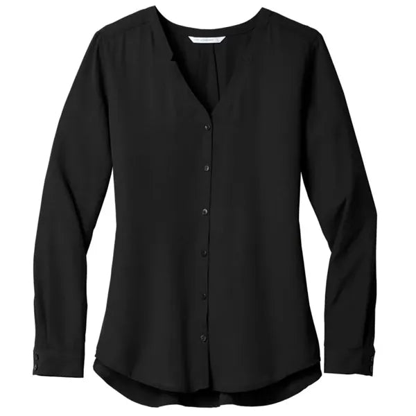 Port Authority Ladies Long Sleeve Button-Front Blouse.