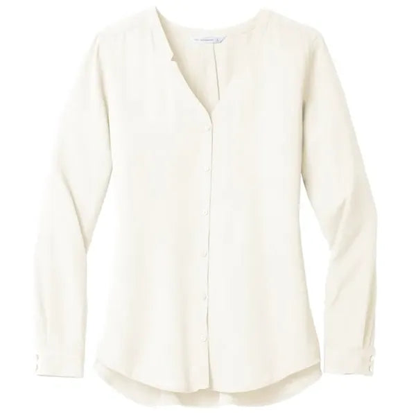 Port Authority Ladies Long Sleeve Button-Front Blouse.