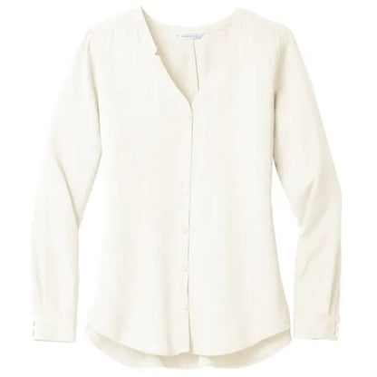 Port Authority Ladies Long Sleeve Button-Front Blouse.