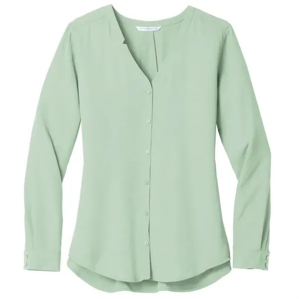 Port Authority Ladies Long Sleeve Button-Front Blouse.