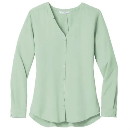 Port Authority Ladies Long Sleeve Button-Front Blouse.