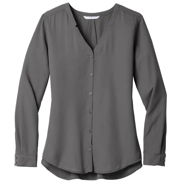 Port Authority Ladies Long Sleeve Button-Front Blouse.