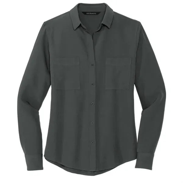 MERCER+METTLE Women's Stretch Crepe Long Sleeve Camp