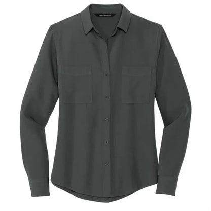 MERCER+METTLE Women's Stretch Crepe Long Sleeve Camp