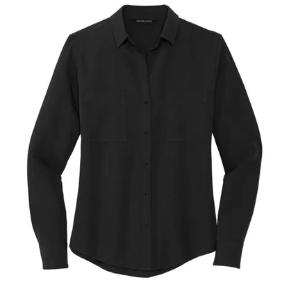 MERCER+METTLE Women's Stretch Crepe Long Sleeve Camp