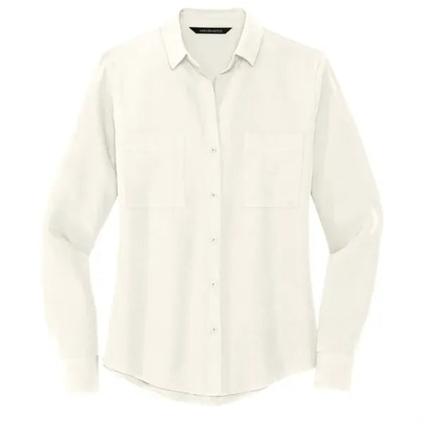 MERCER+METTLE Women's Stretch Crepe Long Sleeve Camp