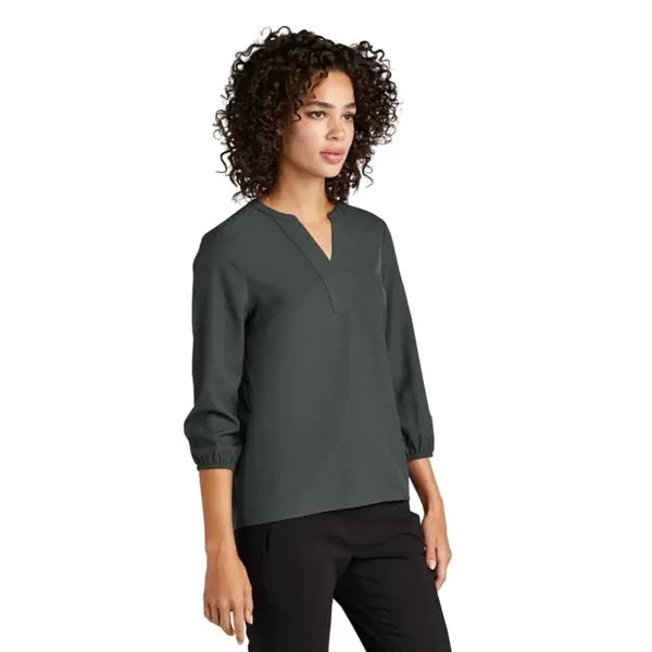 MERCER+METTLE Women's Stretch Crepe 3/4-Sleeve Blouse