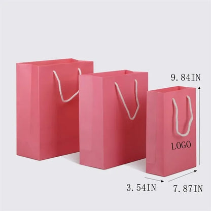 Pink Kraft Paper Shopping Bags with Handles