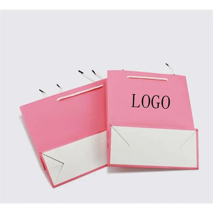 Pink Kraft Paper Shopping Bags with Handles