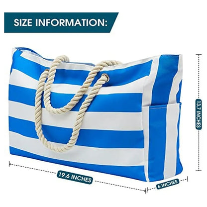Women Canvas Tote Bag Stripe Shoulder Beach Handbags