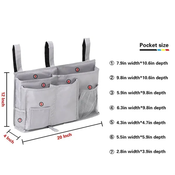 Bedside Hanging Organizer Dorm Storage Pouch Pockets