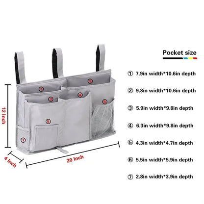 Bedside Hanging Organizer Dorm Storage Pouch Pockets