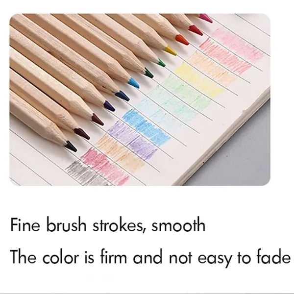 Color Pencils With Wood Box and Ruler