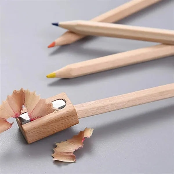Color Pencils With Wood Box and Ruler