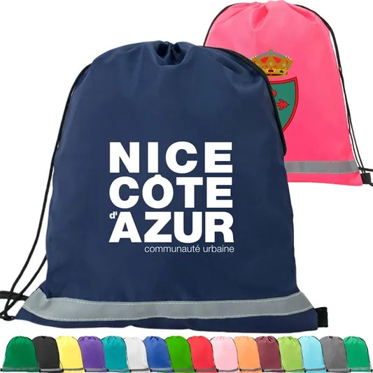 Premium 210D Polyester Two Tone Drawstring Backpack 14"x17"