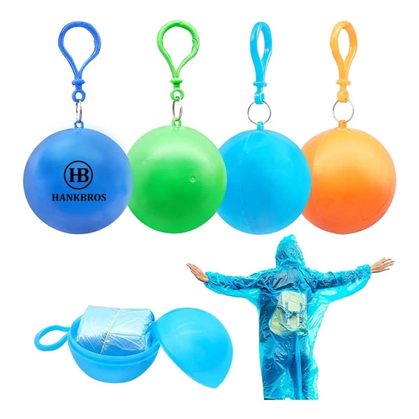 Disposable Poncho Ball With Keychain