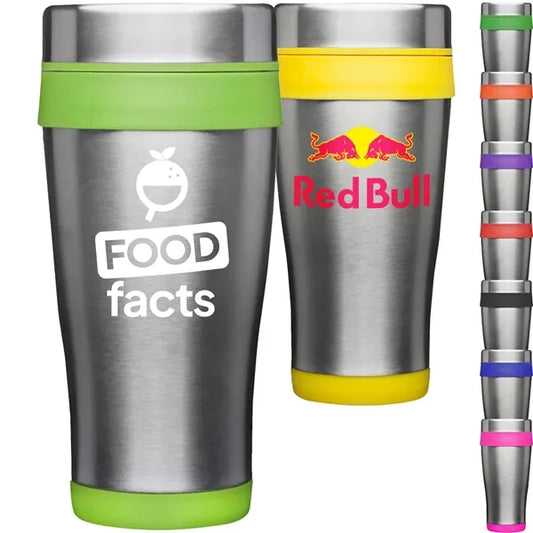 16 oz Curved Steel Acrylic Tumbler w/Slide Lock Color Accent